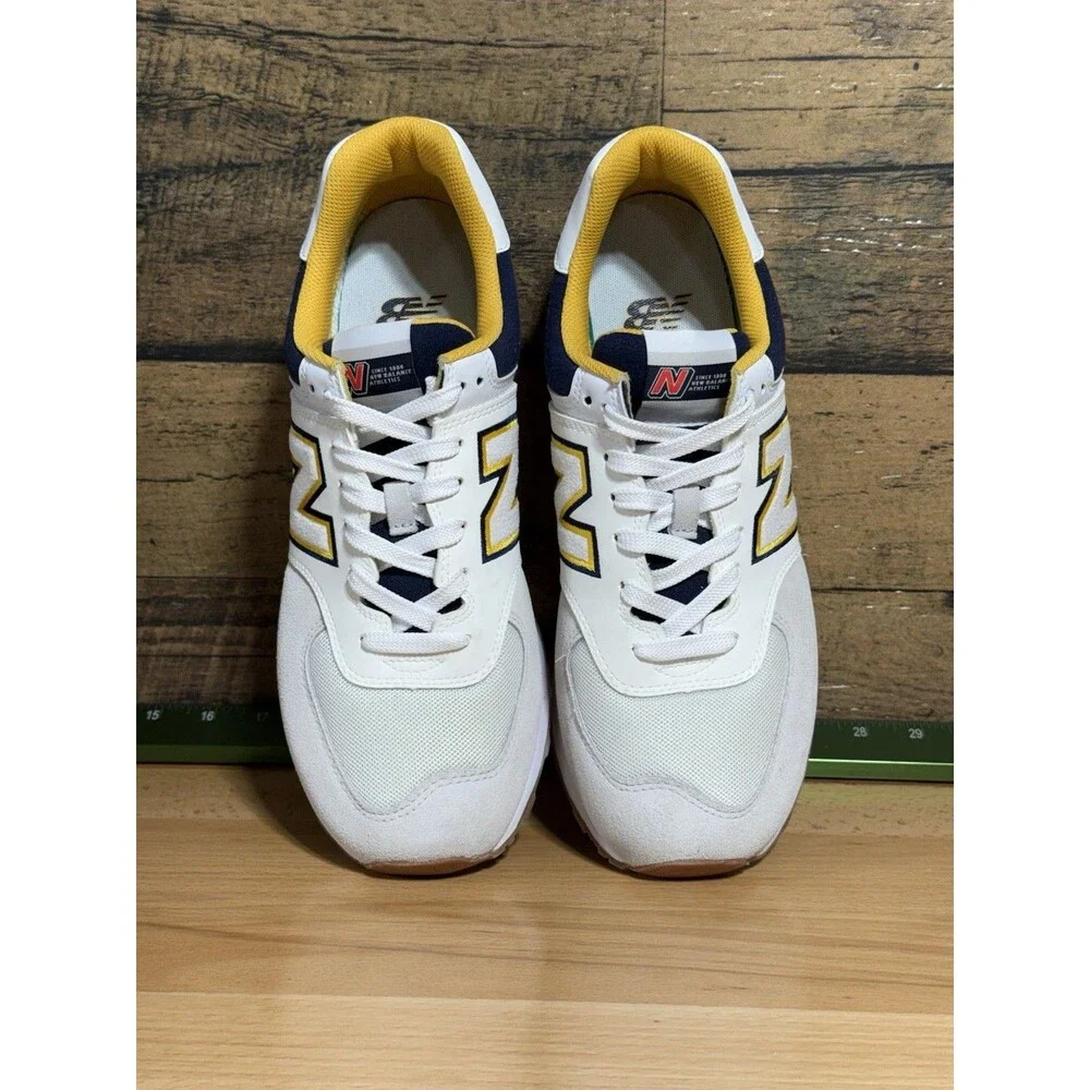 🔥 NEW- New Balance Classics 574 Men's Shoes Sz 10 Grey/Yellow/Navy $247 Retail